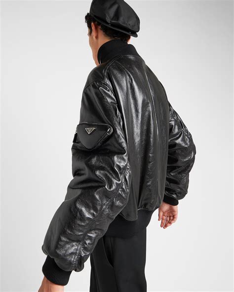 prada padded bomber|prada nappa leather jacket.